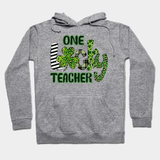 One Lucky Teacher Shamrock Leopard St Patricks Day Hoodie